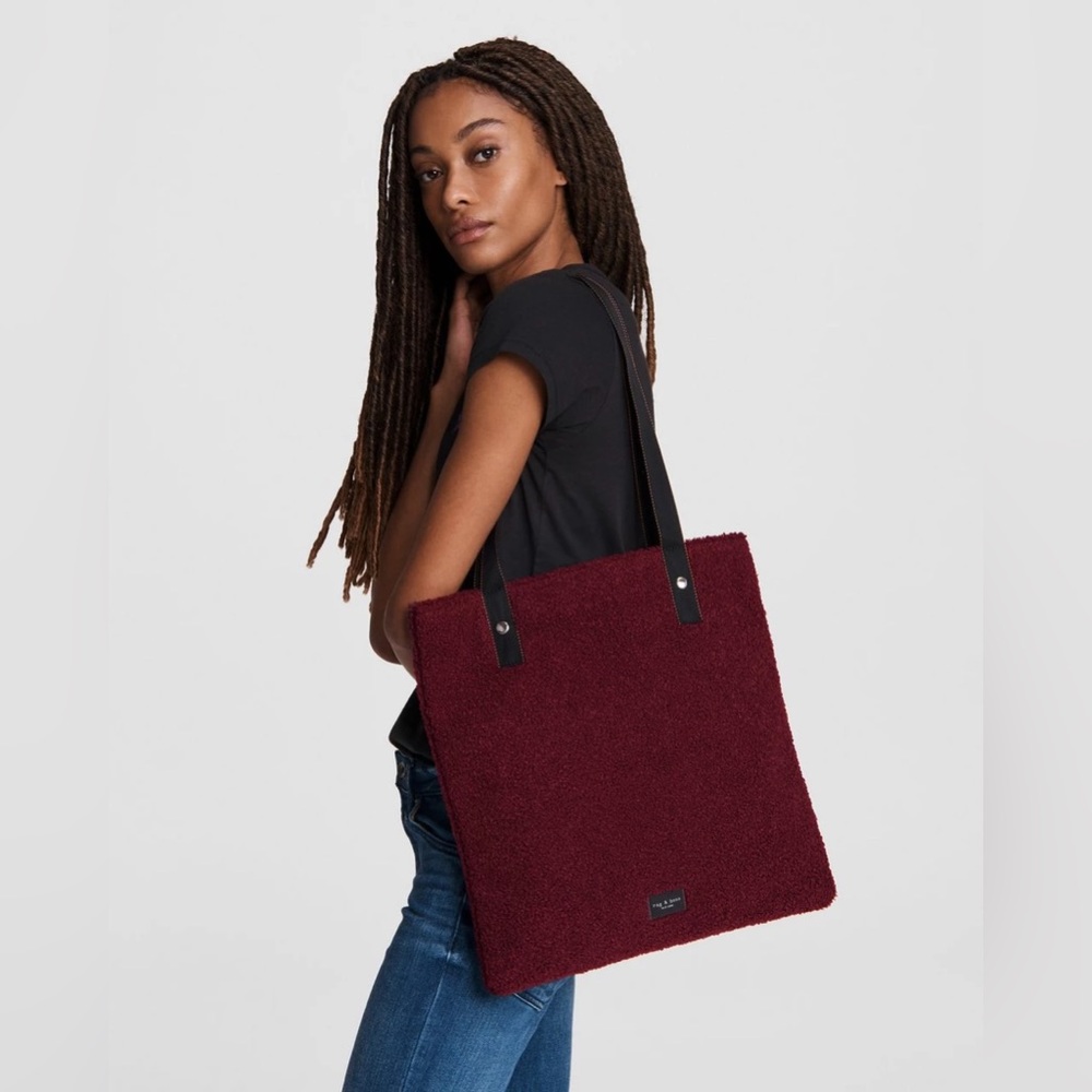 SOLD- Rag & Bone Addison Carryall Wine Sherpa Shoulder Tote Bag New! Maroon